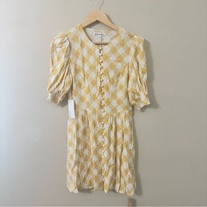 Reformation NEW Laylin Dress in Bodie Yellow Check Checkered Mini NWT 4